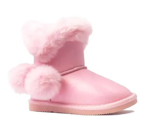 REDVOLUTION Kids Boots Toddler Girls Cute PomPom PU Boot 7 Toddler | Warm, Durable & Flexible Winter Footwear thumbnail 1