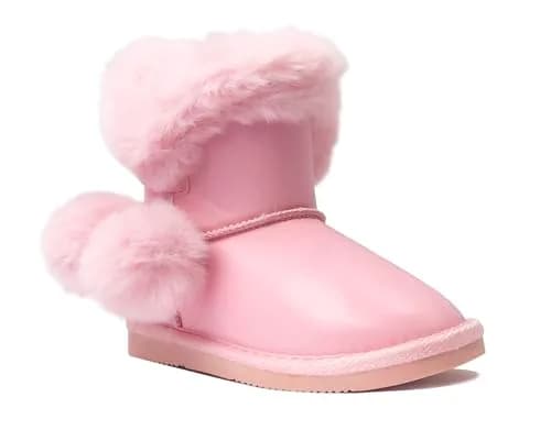 REDVOLUTION Kids Boots Toddler Girls Cute PomPom PU Boot 7 Toddler | Warm, Durable & Flexible Winter Footwear thumbnail 2