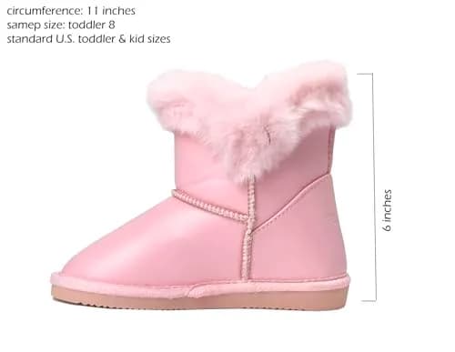 REDVOLUTION Kids Boots Toddler Girls Cute PomPom PU Boot 7 Toddler | Warm, Durable & Flexible Winter Footwear thumbnail 5