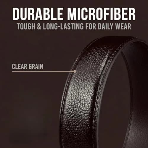 VRLEGEND Big & Tall Men Belt 48-51 Waist | Microfiber Leather, Classic Style, Brown thumbnail 4