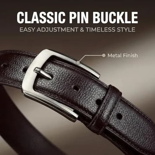 VRLEGEND Big & Tall Men Belt 48-51 Waist | Microfiber Leather, Classic Style, Brown thumbnail 7