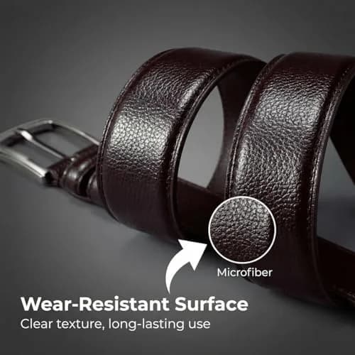 VRLEGEND Big & Tall Men Belt 48-51 Waist | Microfiber Leather, Classic Style, Brown thumbnail 8