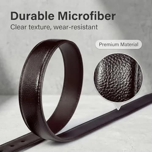 VRLEGEND Big & Tall Men Belt 48-51 Waist | Microfiber Leather, Classic Style, Brown thumbnail 2