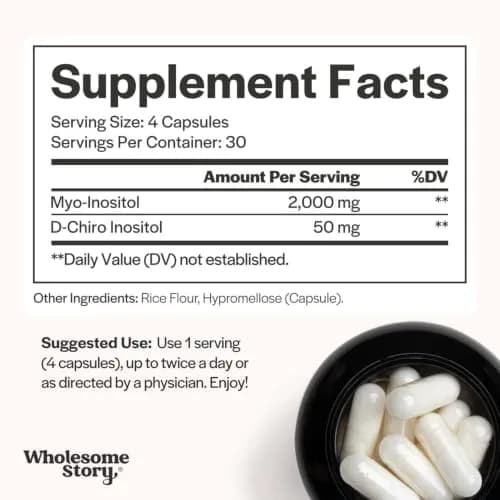 Wholesome Story Myo-Inositol & D-Chiro Inositol Supplement for Women | Fertility & Hormonal Balance | 40:1 Ratio | 120 Capsules thumbnail 4