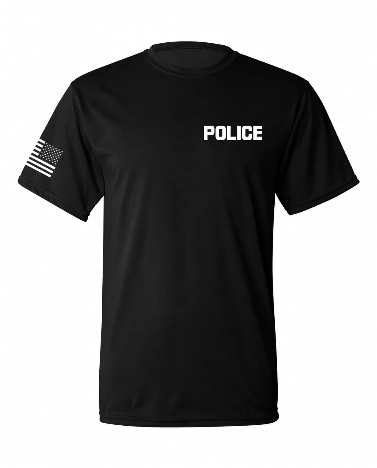 Promotion & Beyond Police Uniform Costume Halloween Unisex T-Shirt Medium Black | Police Graphic & USA Flag