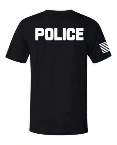 Promotion & Beyond Police Uniform Costume Halloween Unisex T-Shirt Medium Black | Police Graphic & USA Flag thumbnail 3