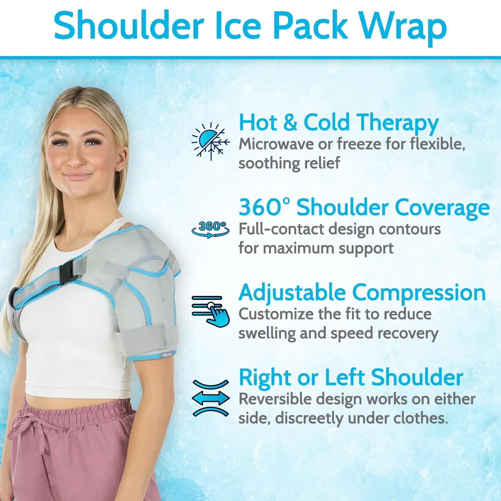 Arctic Flex Shoulder Ice Pack Brace with Gel Pack - Rotator Cuff Cold Therapy, Gray, 1 Count | Reversible, Adjustable Compression for Left/Right Shoulder Pain Relief - view 3