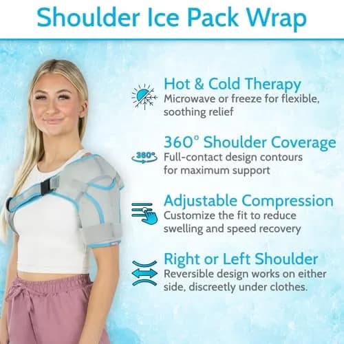 Arctic Flex Shoulder Ice Pack Brace with Gel Pack - Rotator Cuff Cold Therapy, Gray, 1 Count | Reversible, Adjustable Compression for Left/Right Shoulder Pain Relief thumbnail 3