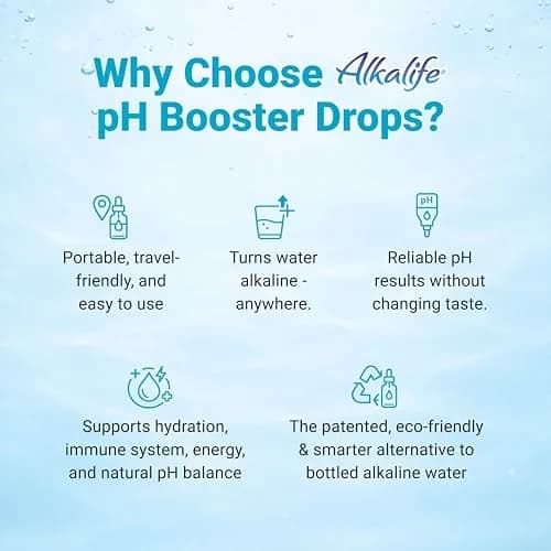 Alkalife pH Booster Drops 1.25 oz | pH 10 Alkaline Water, 360 Servings, Electrolyte & Immune Support thumbnail 6