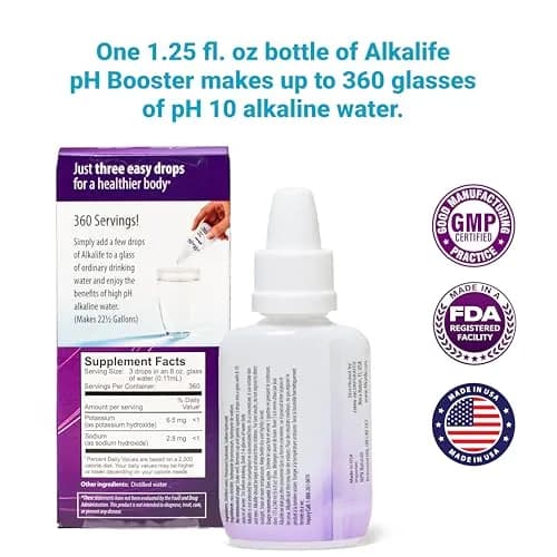 Alkalife pH Booster Drops 1.25 oz | pH 10 Alkaline Water, 360 Servings, Electrolyte & Immune Support thumbnail 3