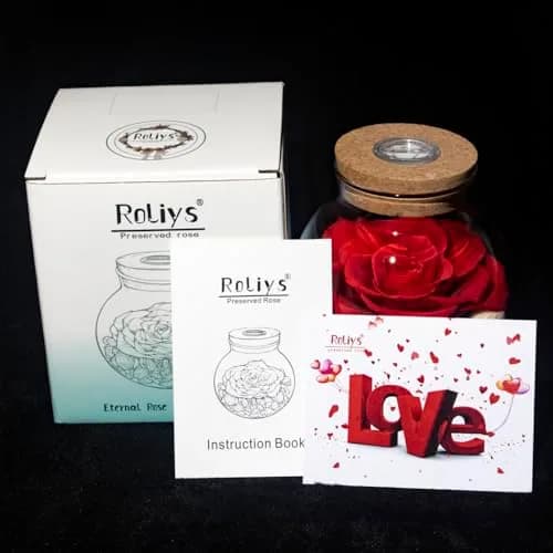 roliys Preserved Real Roses with Colorful Mood Light Wishing Bottle | Eternal Flower Decor thumbnail 3
