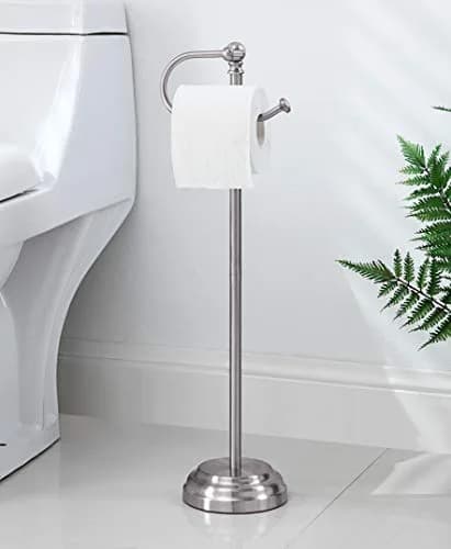 SunnyPoint Toilet Paper Holder Stand 23.62" | Freestanding Modern Steel thumbnail 2