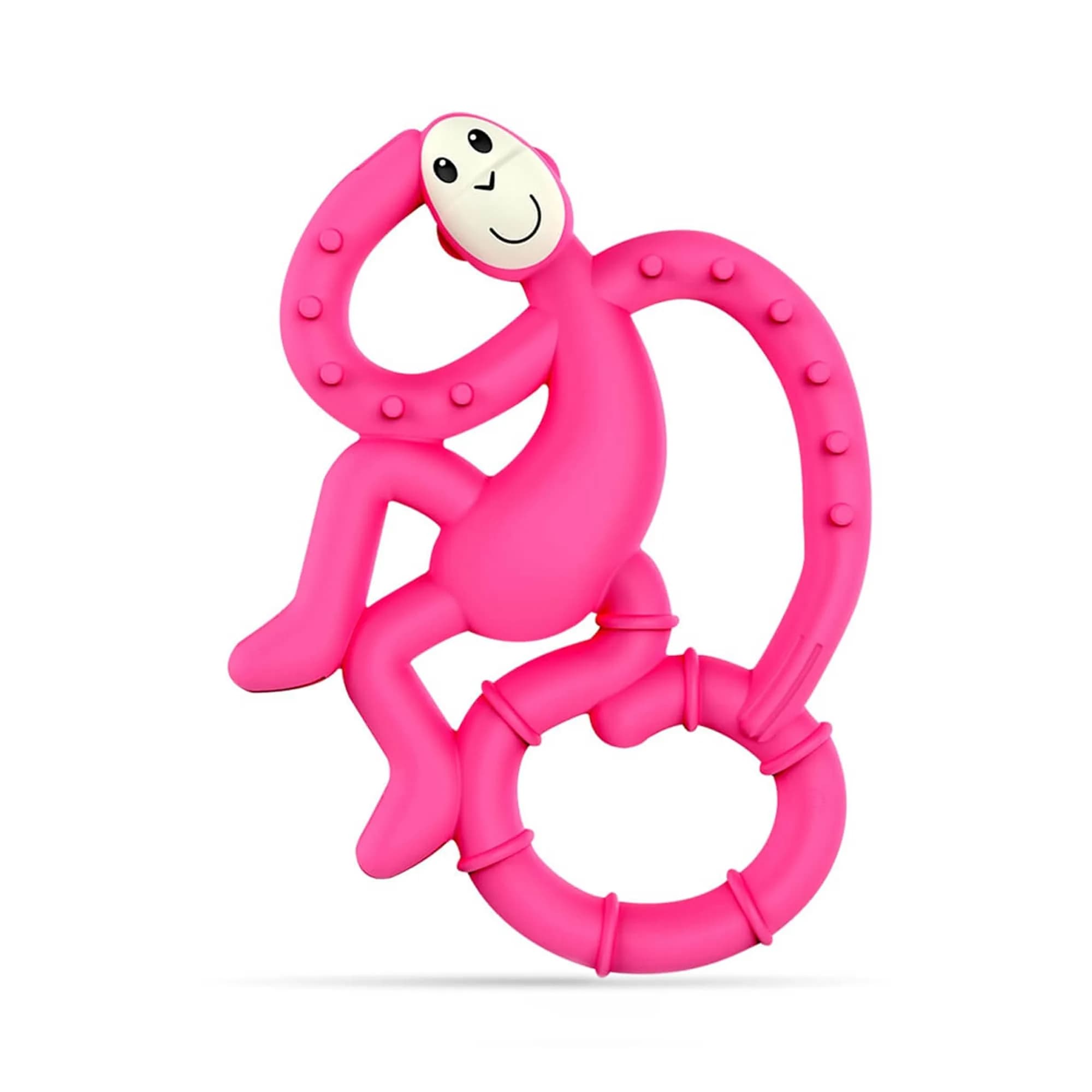 Matchstick Monkey Mini Monkey Teether & Gel Applicator, Pink | BPA-Free Silicone Baby Teether, 3+ Months, 4 Inches