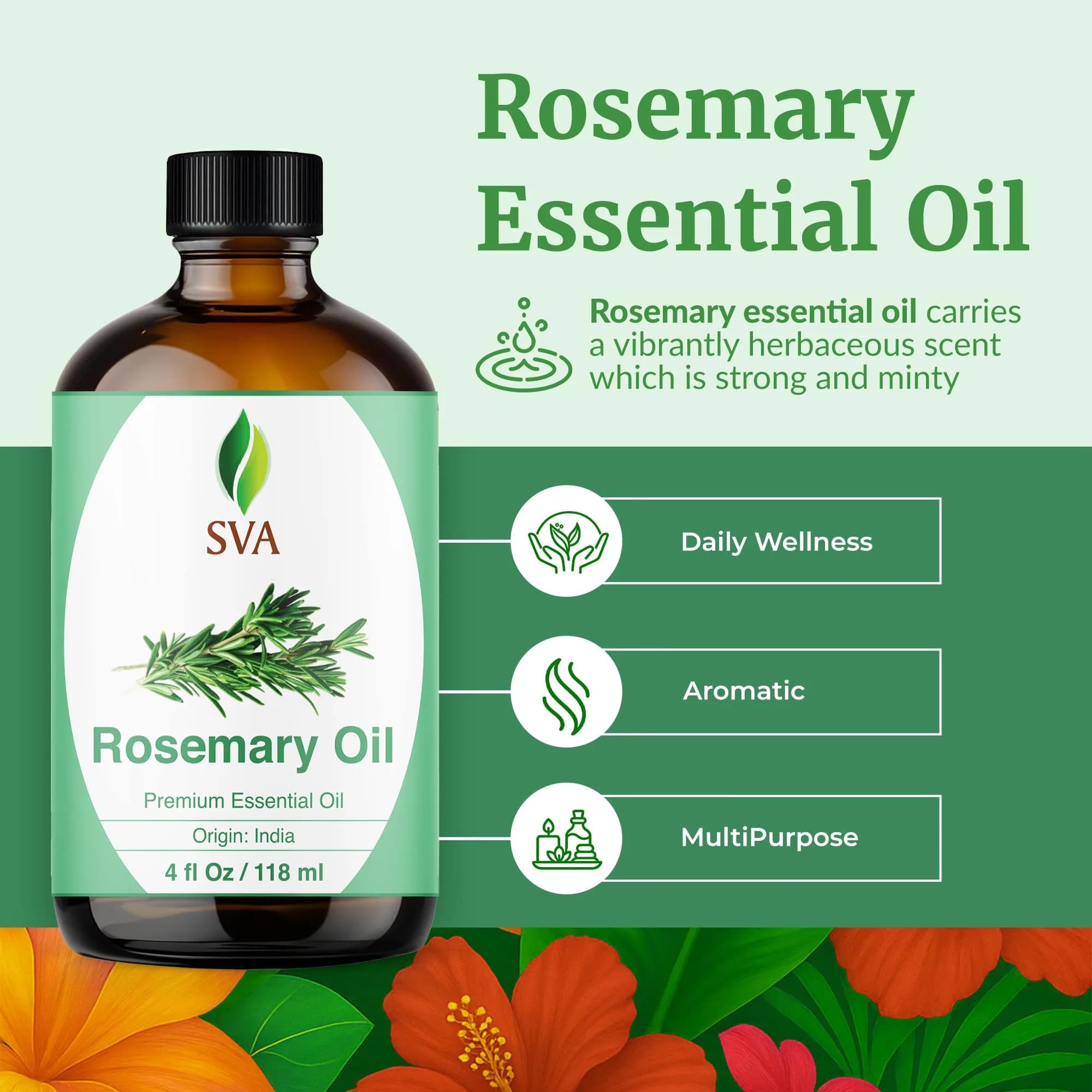SVA ORGANICS Organic Rosemary Essential Oil, 4 Fl Oz (118 mL) - Pure & Natural - view 2