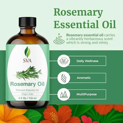SVA ORGANICS Organic Rosemary Essential Oil, 4 Fl Oz (118 mL) - Pure & Natural thumbnail 2