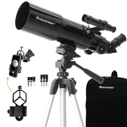 Celestron Travel Scope 80mm Refractor Telescope Kit with Backpack & Smartphone Adapter | Bright, Sharp Views for Beginners thumbnail 1