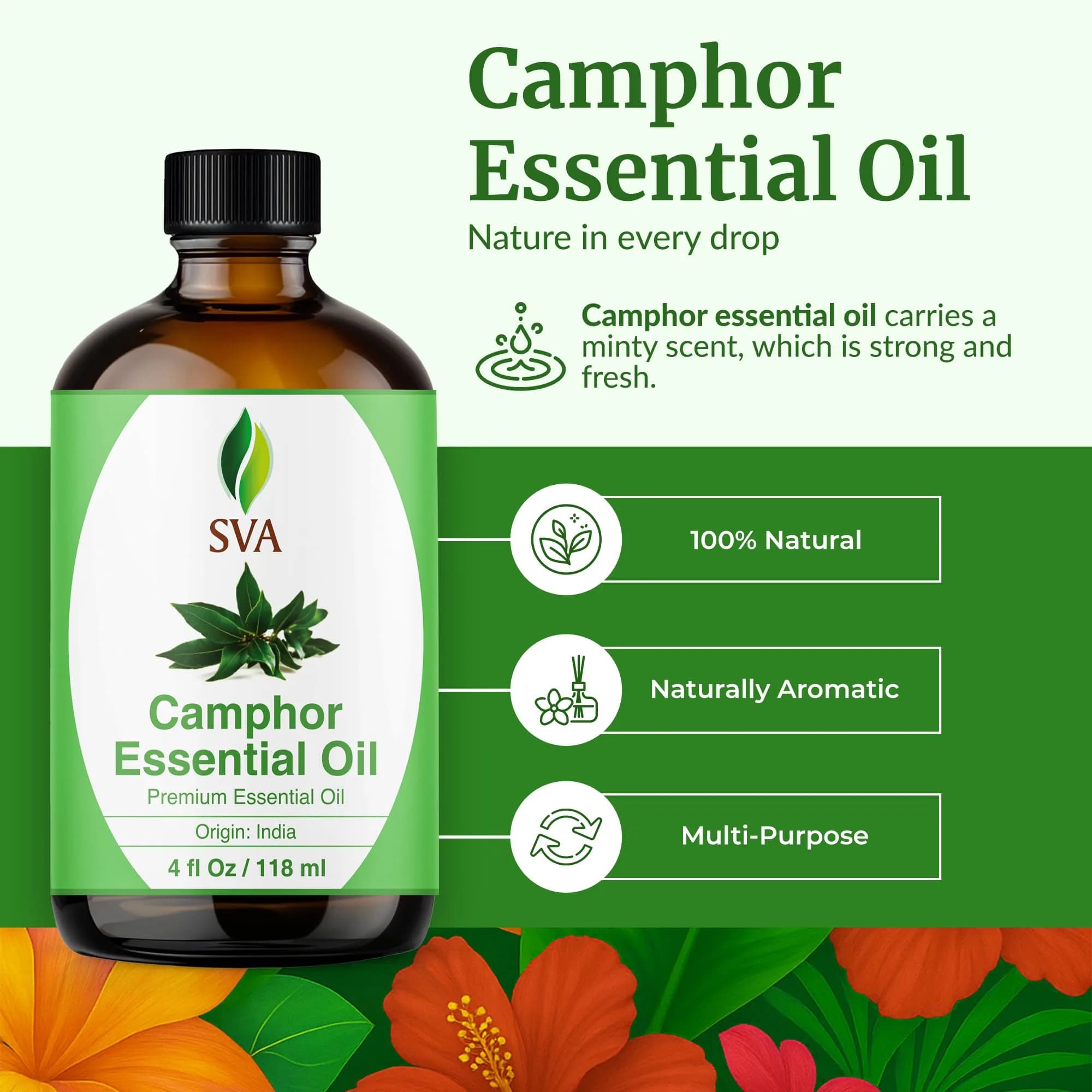 SVA ORGANICS Camphor Essential Oil - 4 Fl Oz (118 mL) Pure & Natural - view 2
