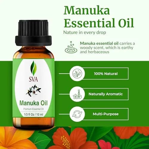 SVA Organics Manuka Essential Oil - 0.34 Fl Oz (Pack of 1) - Pure & Natural thumbnail 2