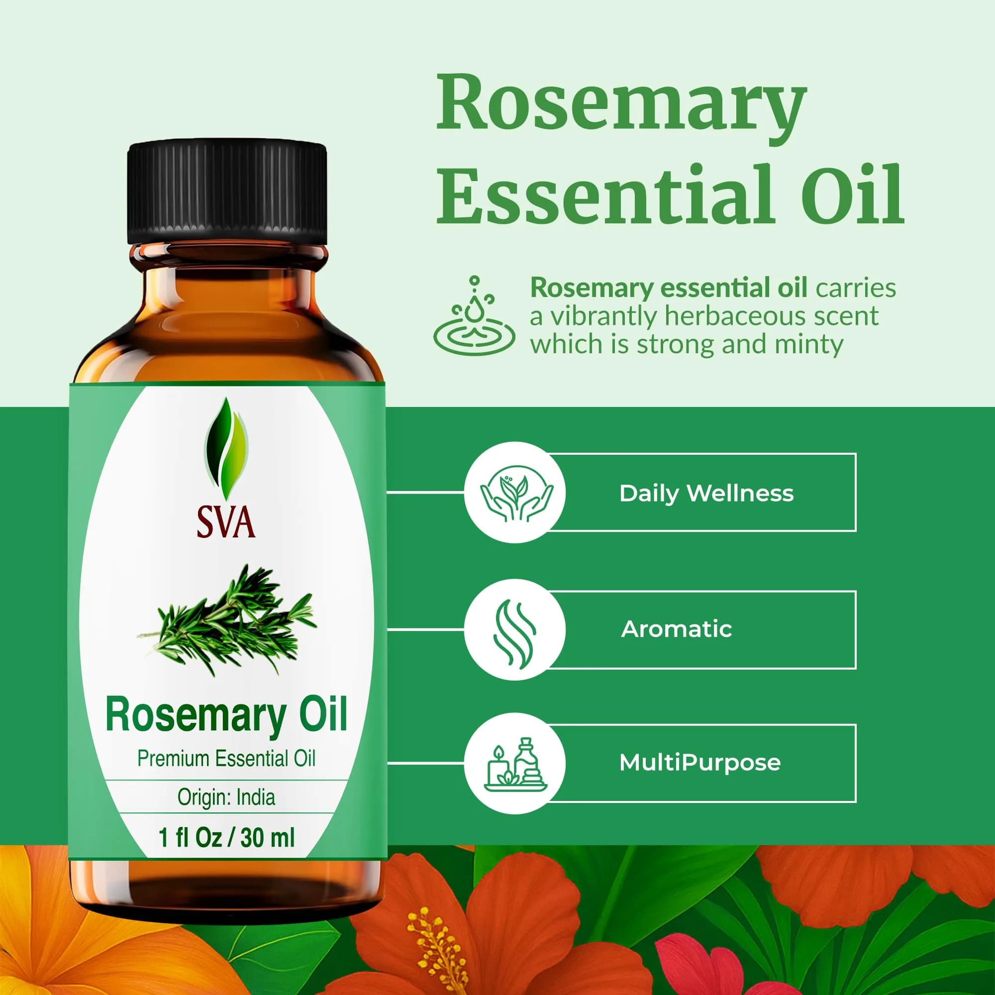 SVA ORGANICS Organic Rosemary Essential Oil 1 Fl Oz (30 ml) - Pure & Natural - view 2