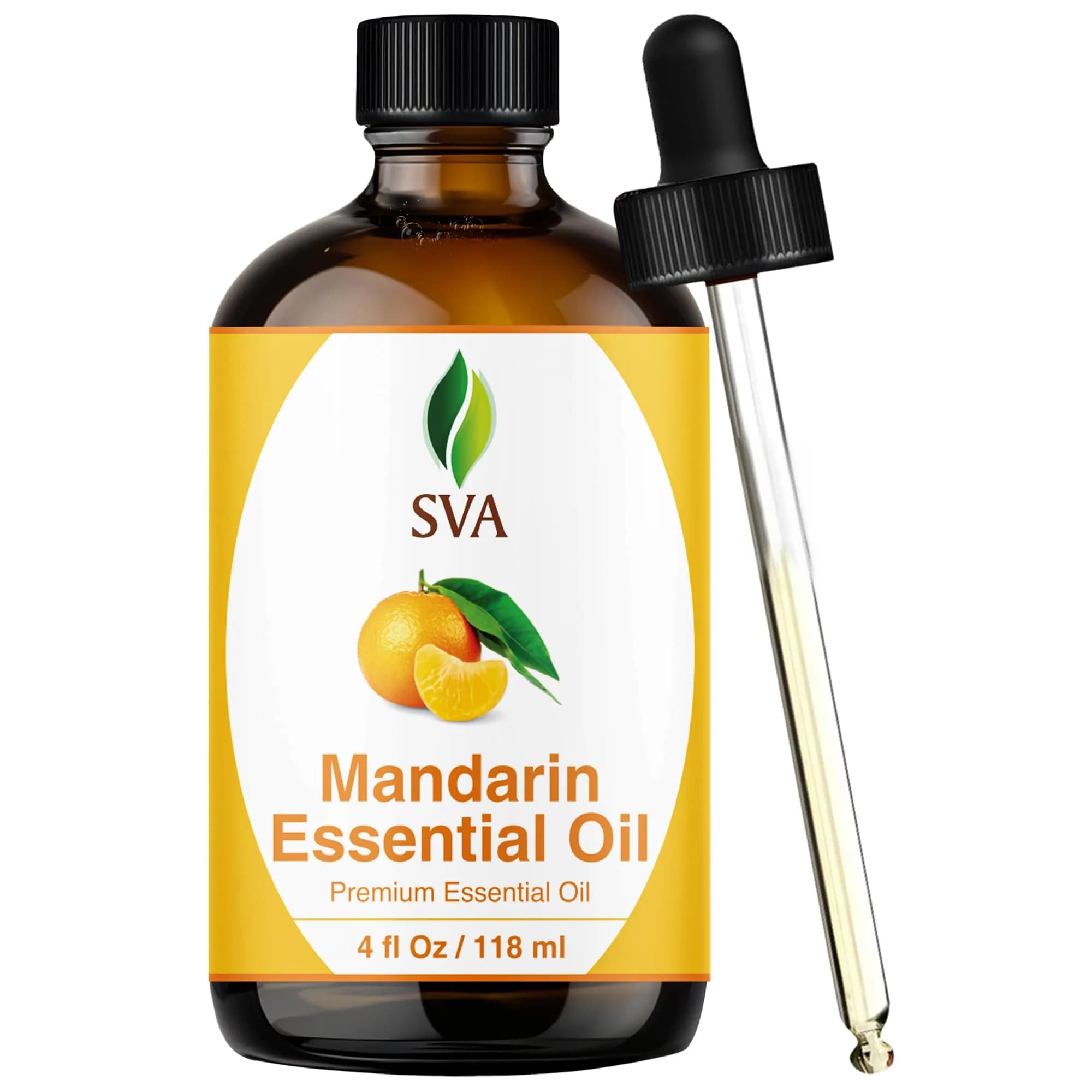 SVA ORGANICS Organic Mandarin Essential Oil 4 Fl Oz (118 mL) - Pure & Natural - main product image