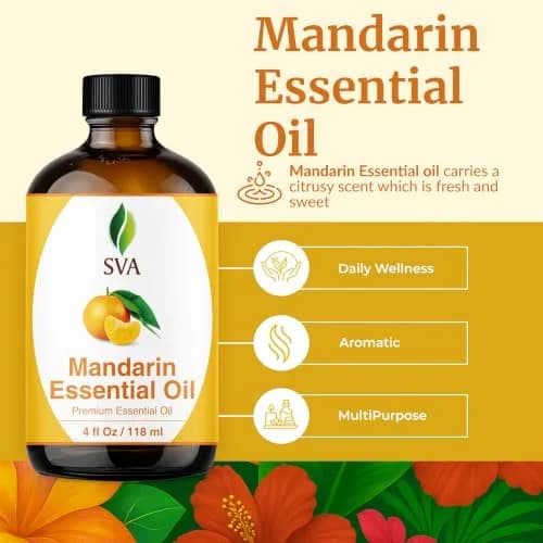 SVA ORGANICS Organic Mandarin Essential Oil 4 Fl Oz (118 mL) - Pure & Natural thumbnail 2