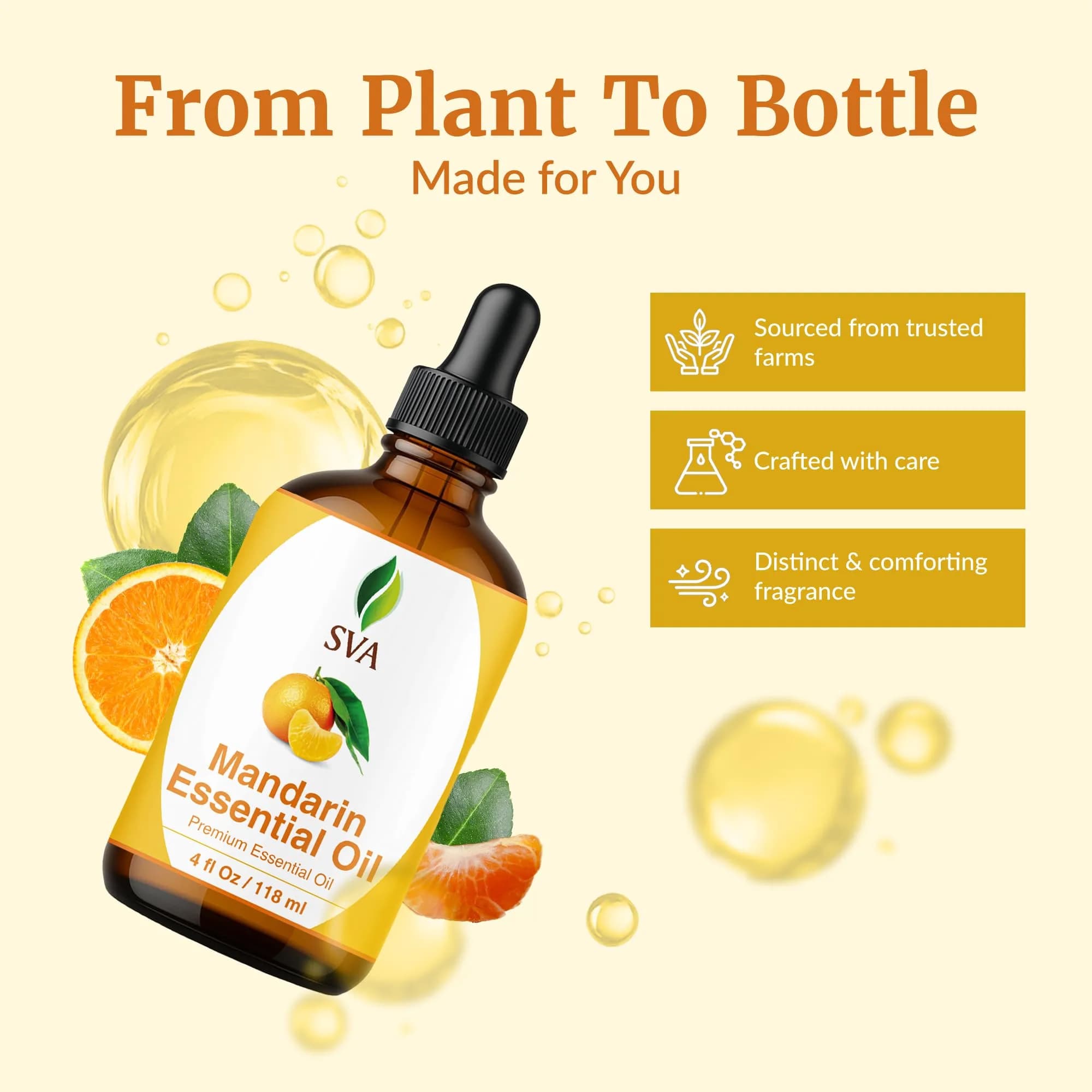 SVA ORGANICS Organic Mandarin Essential Oil 4 Fl Oz (118 mL) - Pure & Natural - view 4