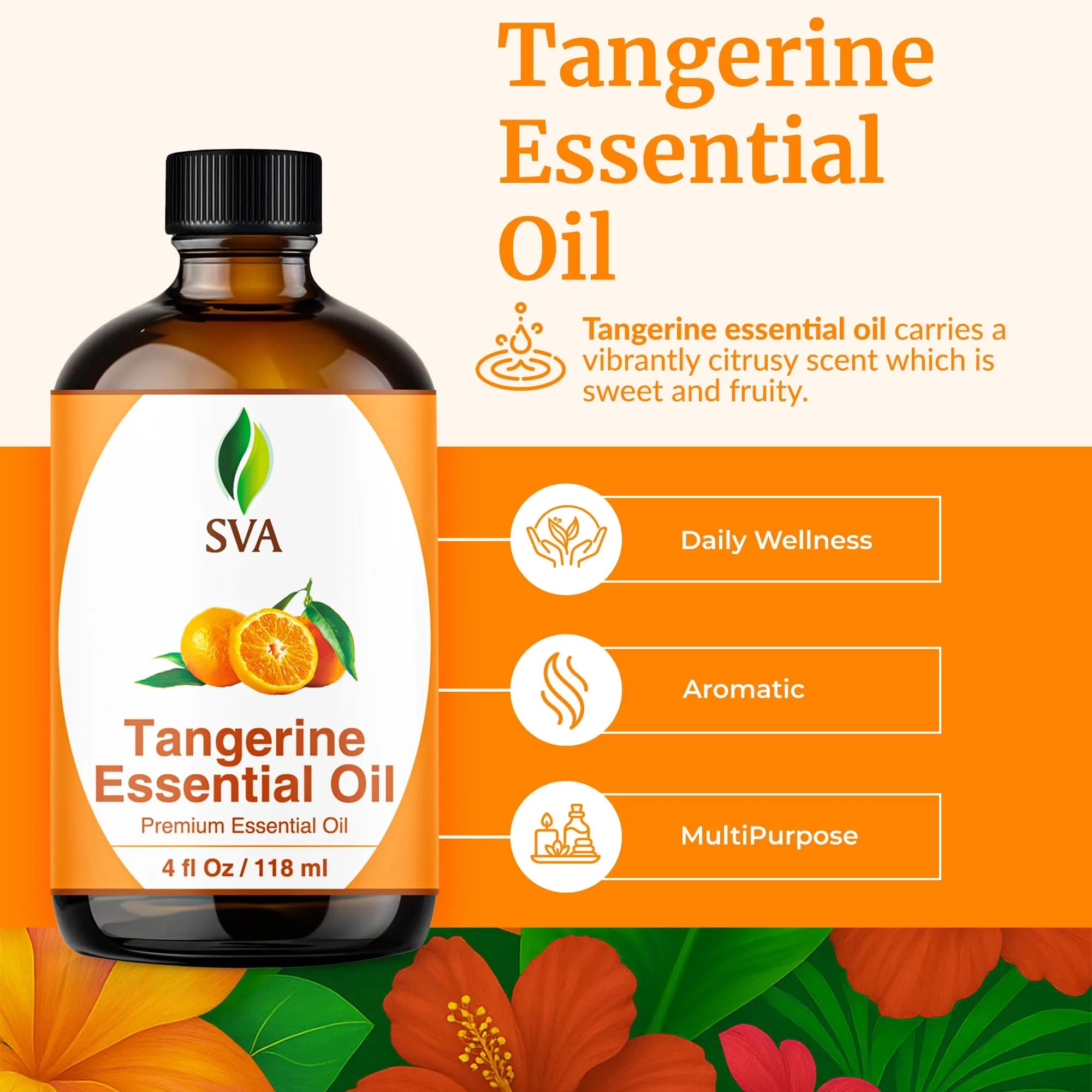 SVA Organics Organic Tangerine Essential Oil 4 Fl Oz (118 mL) - Pure & Natural - view 2