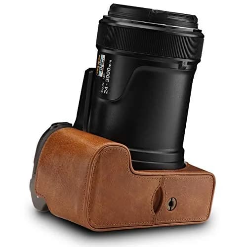 MegaGear Premium Leather Camera Half Case with Strap for Nikon D3500 - Dark Brown | Compact, Travel-Ready thumbnail 4