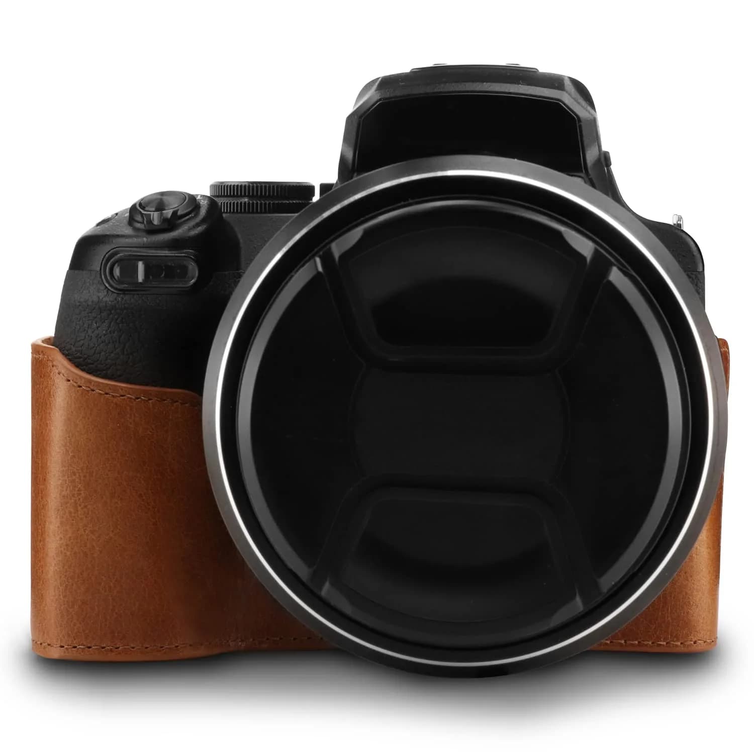 MegaGear Premium Leather Camera Half Case with Strap for Nikon D3500 - Dark Brown | Compact, Travel-Ready - view 5