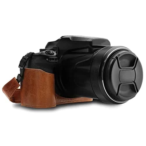MegaGear Premium Leather Camera Half Case with Strap for Nikon D3500 - Dark Brown | Compact, Travel-Ready thumbnail 1