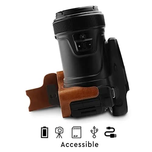 MegaGear Premium Leather Camera Half Case with Strap for Nikon D3500 - Dark Brown | Compact, Travel-Ready thumbnail 7