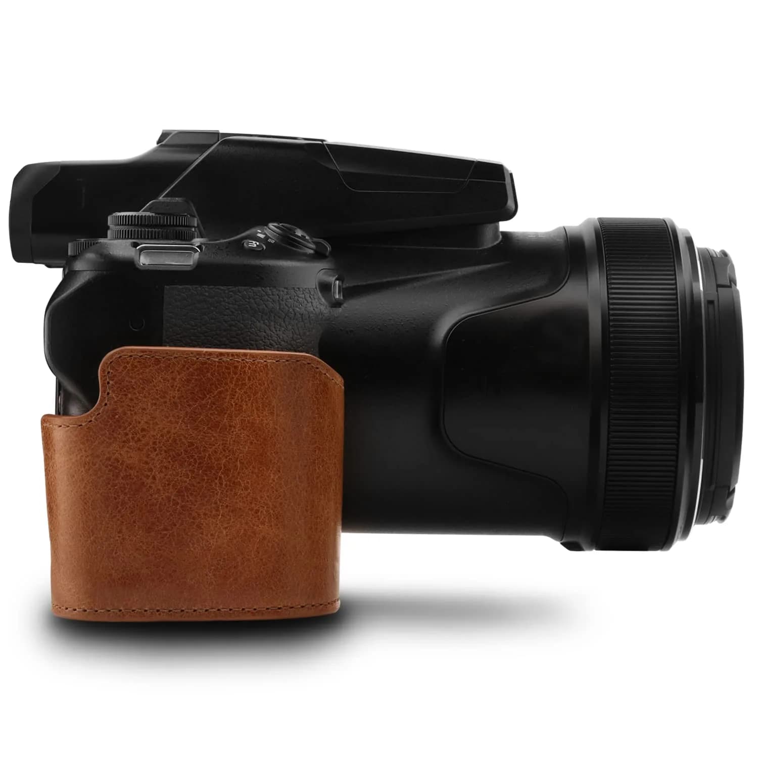 MegaGear Premium Leather Camera Half Case with Strap for Nikon D3500 - Dark Brown | Compact, Travel-Ready - view 2