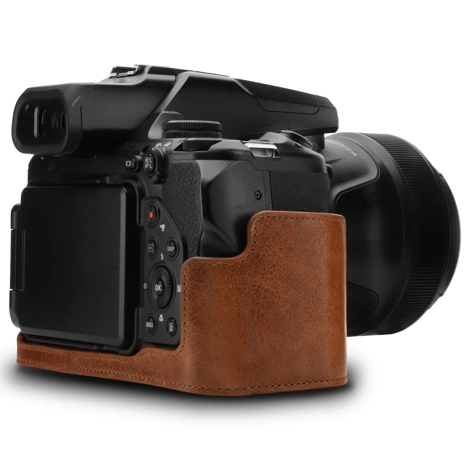 MegaGear Premium Leather Camera Half Case with Strap for Nikon D3500 - Dark Brown | Compact, Travel-Ready - view 3