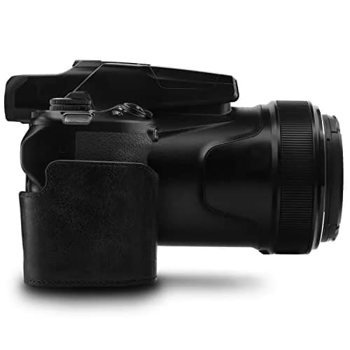 MegaGear Leather Camera Half Case & Strap Compatible with Nikon COOLPIX P1000, Black | Ever Ready Design thumbnail 2