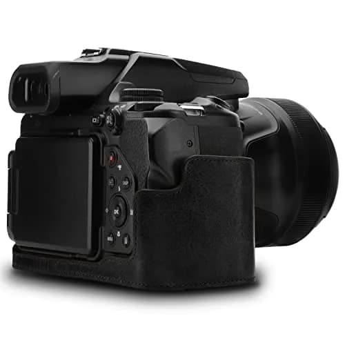 MegaGear Leather Camera Half Case & Strap Compatible with Nikon COOLPIX P1000, Black | Ever Ready Design thumbnail 3