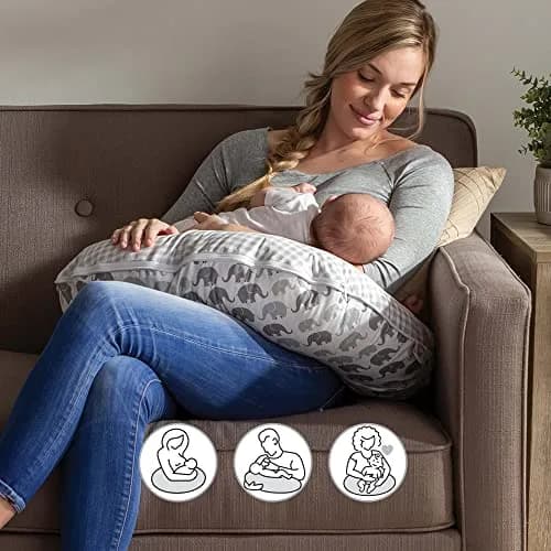 Boppy Premium Nursing Pillow Cover Gray Elephants | Fits Original Boppy Pillow, Quick-Dry Polyester thumbnail 3