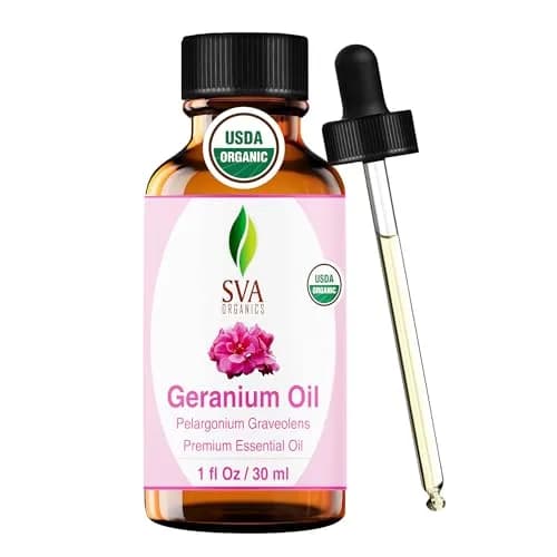 SVA ORGANICS Organic Geranium Essential Oil 1 Fl Oz (Pack of 1) | Pure & Natural Aromatherapy Oil thumbnail 1