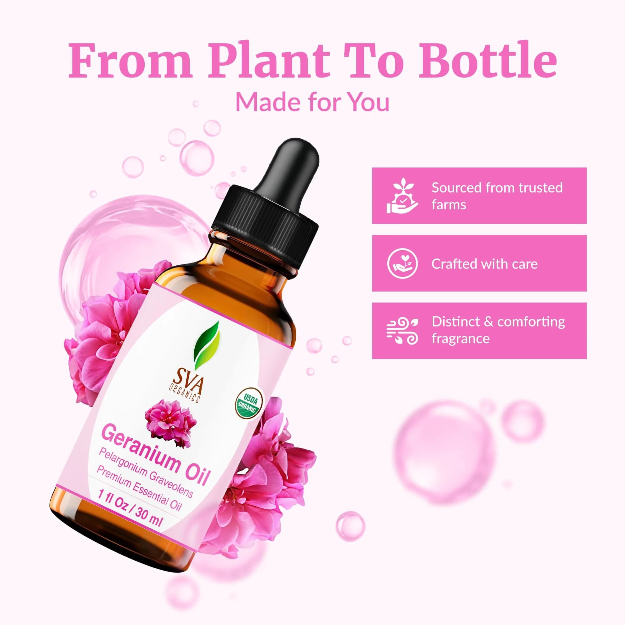 SVA ORGANICS Organic Geranium Essential Oil 1 Fl Oz (Pack of 1) | Pure & Natural Aromatherapy Oil - view 4