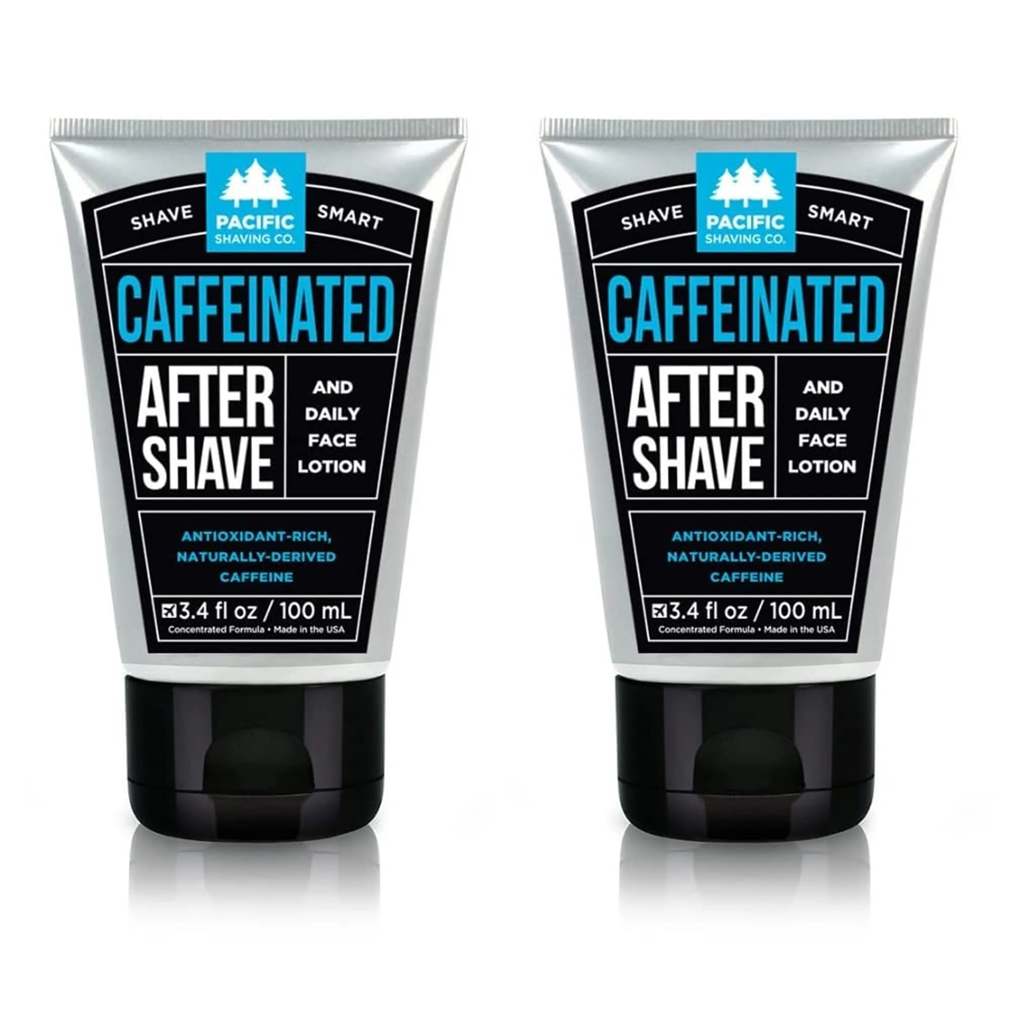 Pacific Shaving Company Caffeinated Aftershave Balm, 3.4 Fl Oz (2 Pack) | Soothing, Energizing & Paraben-Free