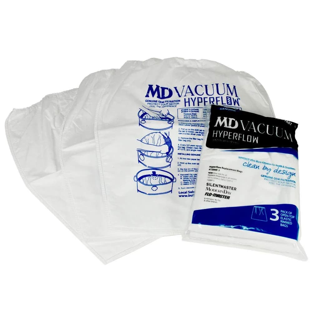 Hyperflow Genuine MD Vacuum Paper Bags 3-Pack | Universal Fit, 5-Layer Filtration, Replaces 8-Gallon & 12-Gallon MD Bags