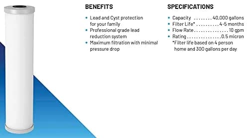 OMNIFilter PB55-20 Big Blue 20" x 4.5" Carbon Block Water Filter | 40,000 Gallon Capacity, NSF Certified, Lead & Cyst Reduction thumbnail 4