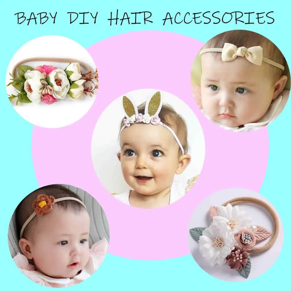 inSowni 50 Pack Super Soft Stretchy Nylon Headbands Baby Hair Bands | 10 Multi-color - view 2