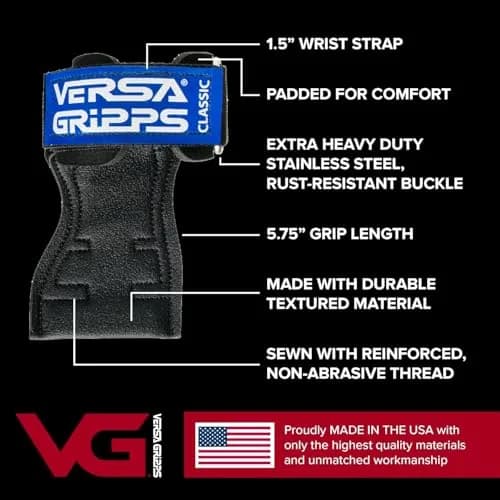 Versa Gripps Classic Wrist Straps XS Blue | Train Better with Patented Grip Technology thumbnail 2