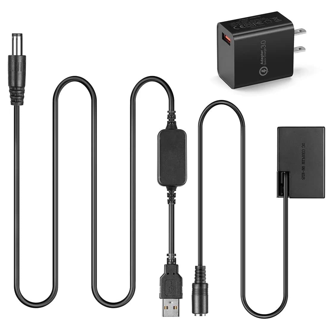 Raeisusp ACK-E18 Dummy Battery USB Cable Kit for Canon EOS 750D 800D SL2 SL3 RP 120cm | Power Your Camera Continuously - main product image