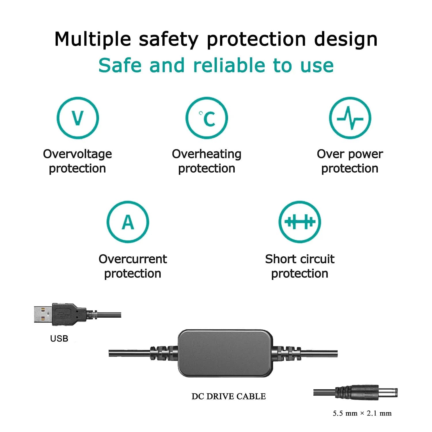Raeisusp ACK-E18 Dummy Battery USB Cable Kit for Canon EOS 750D 800D SL2 SL3 RP 120cm | Power Your Camera Continuously - view 2