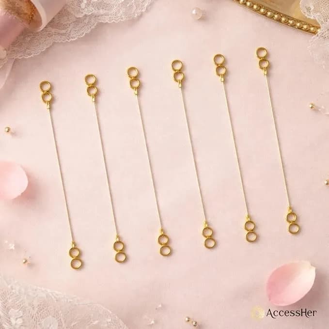 UNIQUE KAFTANS Gold Plated Invisible Transparent Stretchable Earring Support Chains for Women (Pack of 6) | Adjustable & Lightweight thumbnail 2