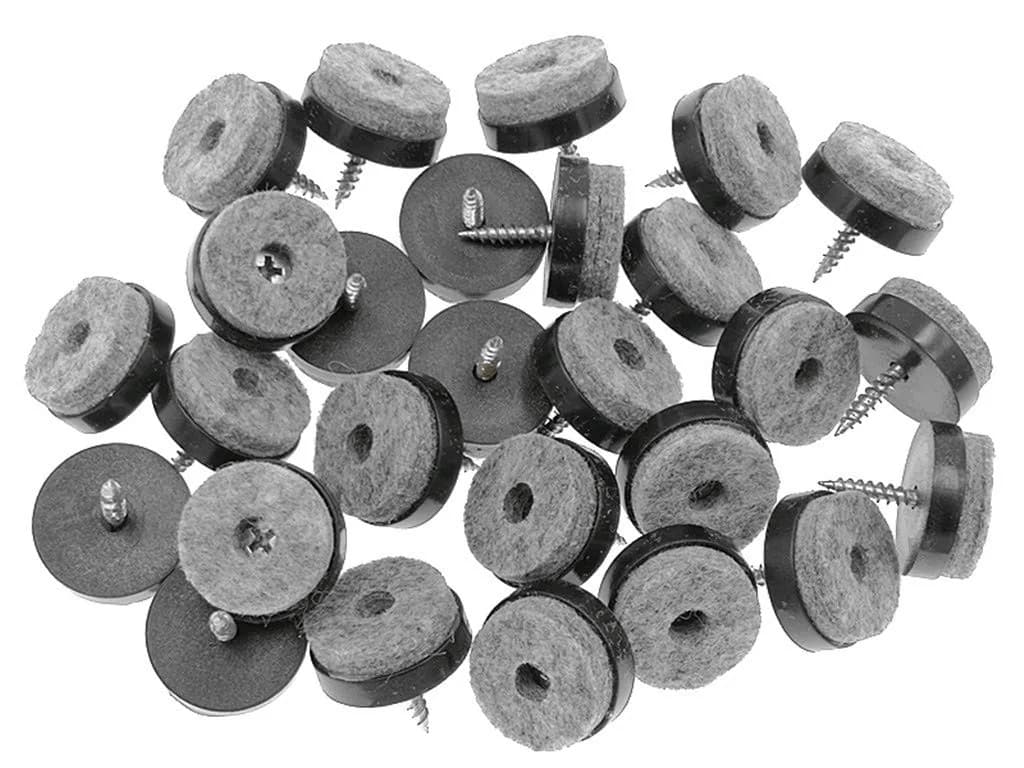 ALIMITOPIA 28mm Black Screw-on Furniture Felt Pads for Chair Glides & Table Sliders - main product image