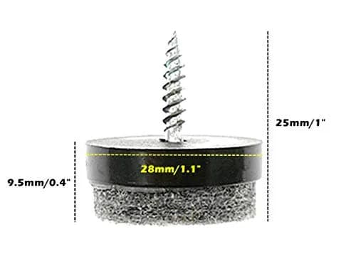 ALIMITOPIA Screw-on Furniture Felt Pads 28mm (1.1") Black | Protects Floors & Furniture Legs thumbnail 2
