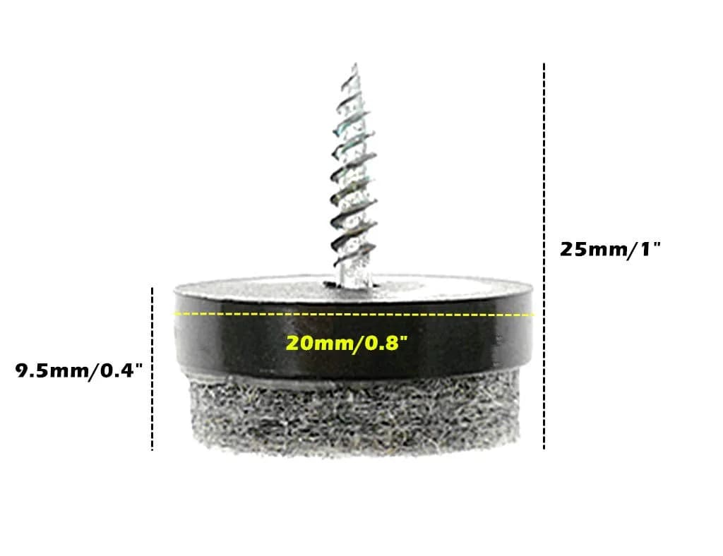ALIMITOPIA 40pcs 20mm Black Screw-on Furniture Felt Pad Chair Glide Slider - view 2