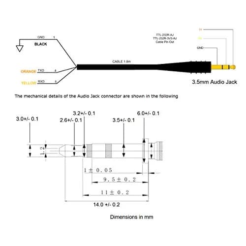 Suamdoen USB to TTL UART 3V3 Serial Cable 6FT | 3.3V TTL to 3.5mm Audio Output Cable thumbnail 5